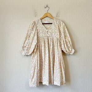PIYAMA Mini Lounge Dress Floral Puff Sleeve A-Line Babydoll Cottagecore